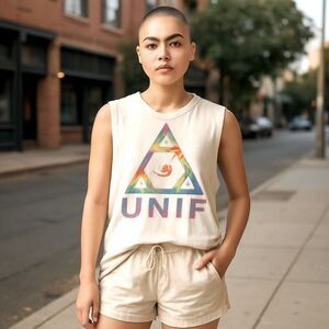 UNIF Tie Dye Logo Muscle Tee Sz Small
